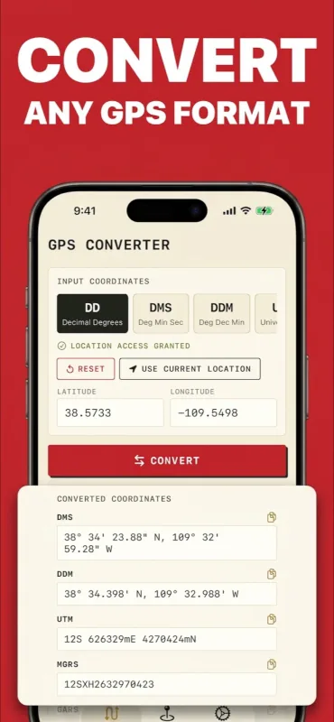 MyGPSConverter conversion screen