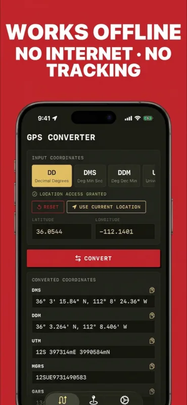 MyGPSConverter coordinate formats